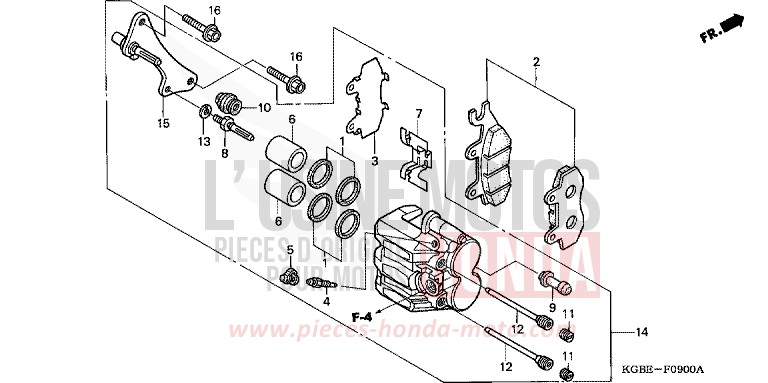 FRONT BRAKE CALIPER for Shadow VT125C ACCURATE SILVER METALLIC (NH146) from 2001